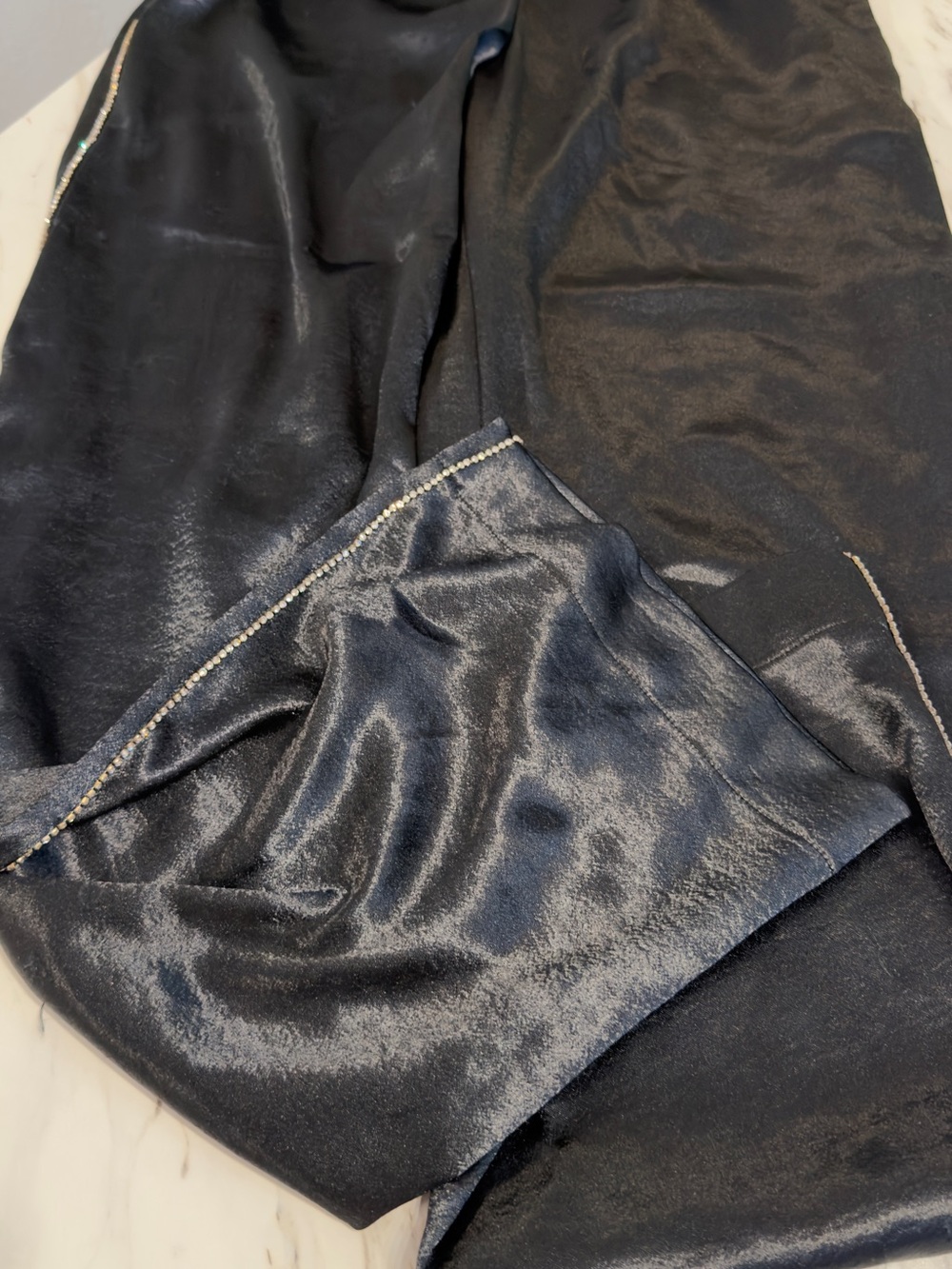 J Brand Black Satin Rhinestone Lounge Pants - Picture 7 of 10